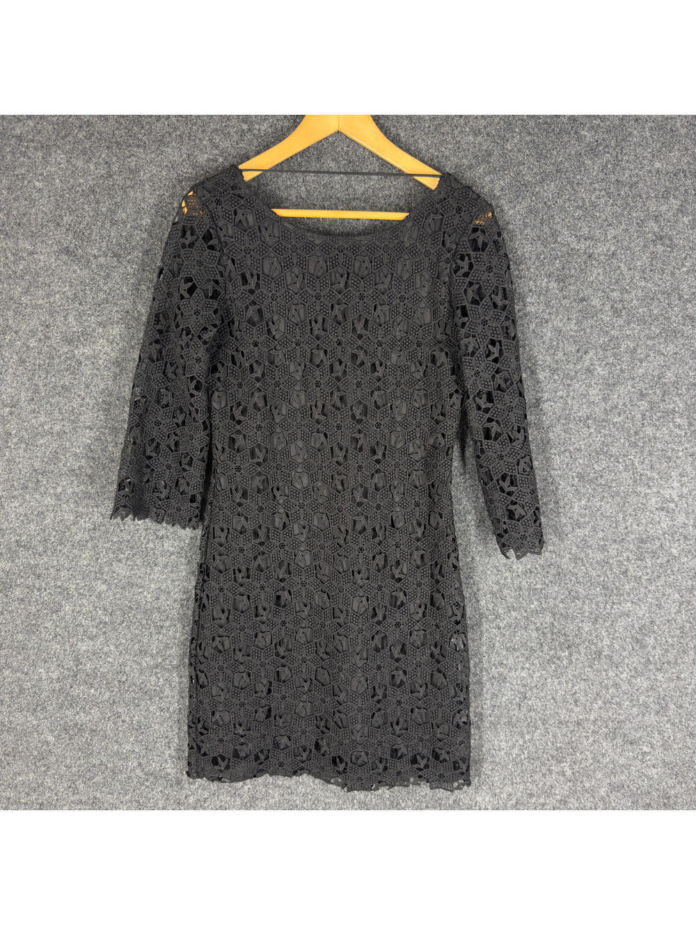 Chelsea & Violet Dress Women M Medium Black Floral Shift Midi Crochet Lined